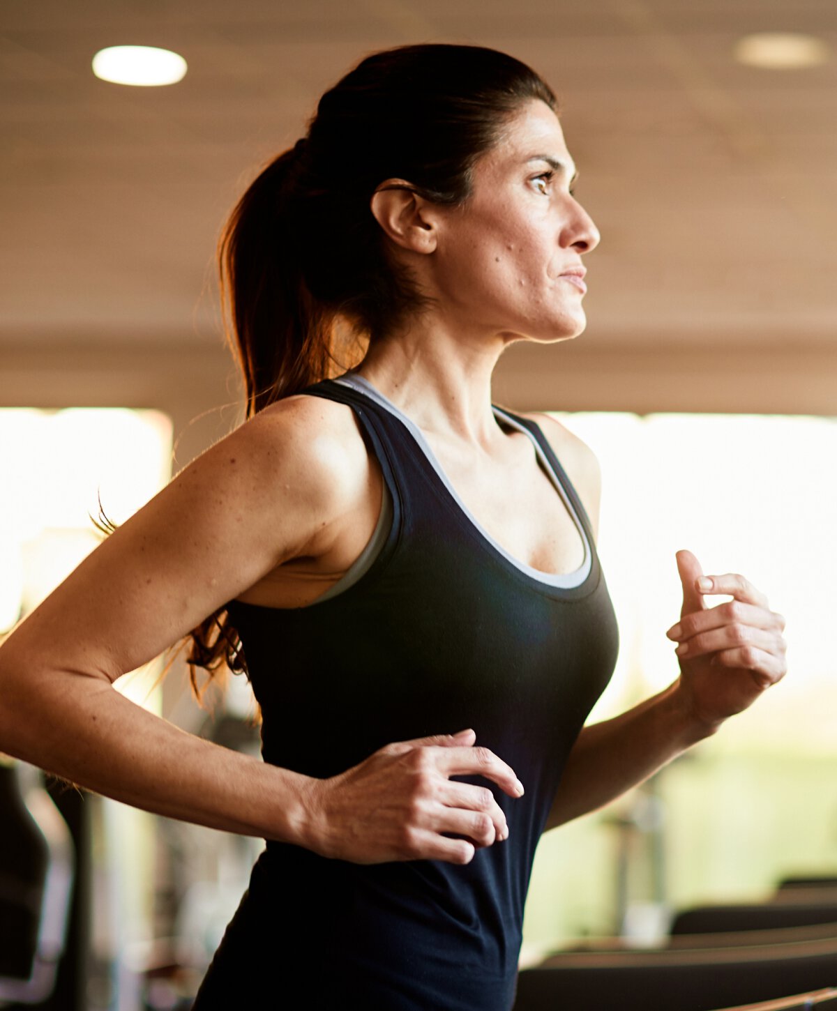 Atlanta neck lift model with black tank top